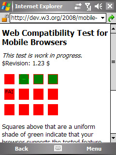 Internet Explorer on HTC 8125 running Windows Mobile Version 5.0