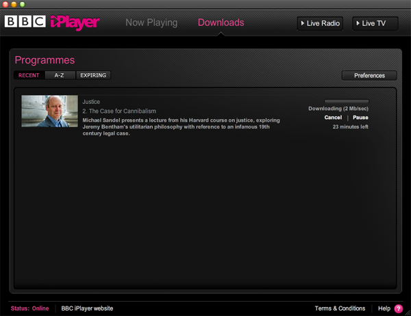 iPlayer, Offline / on demand