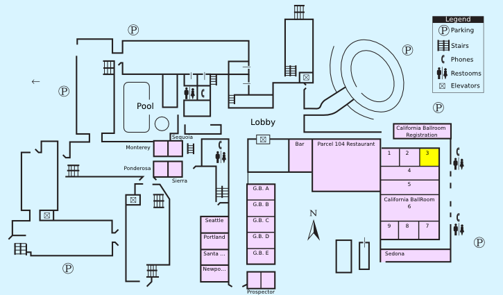 Floor plan with highlight on California Ballroom-3