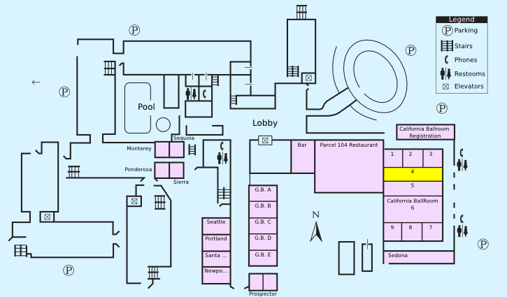 Floor plan with highlight on California Ballroom-4