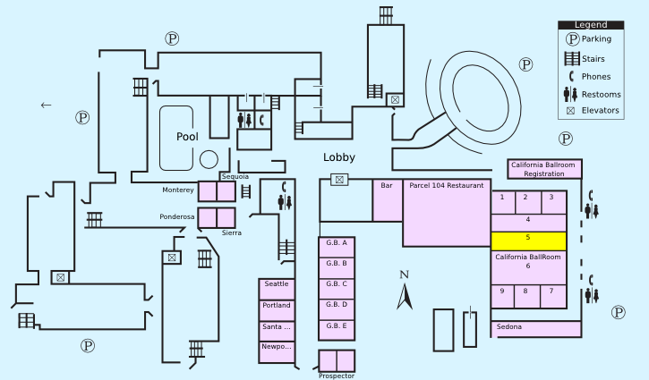 Floor plan with highlight on California Ballroom-5