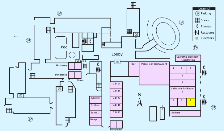 Floor plan with highlight on California Ballroom-7
