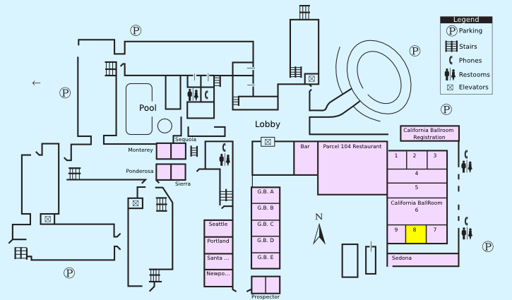 Floor plan with highlight on California Ballroom-8
