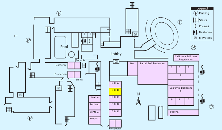 Floor plan with highlight on Grand Ballroom B