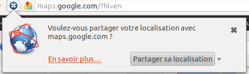Doorhanger prompt for geolocation