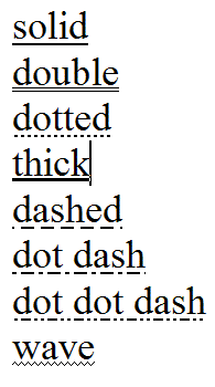 All the line styles