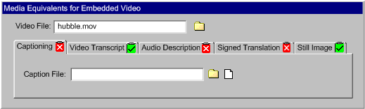 Demonstration of check for captions and descriptions
