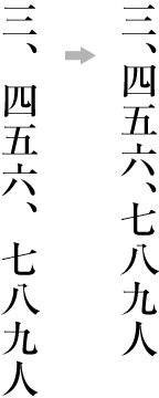 An example of the exceptional positioning of the IDEOGRAPHIC COMMA