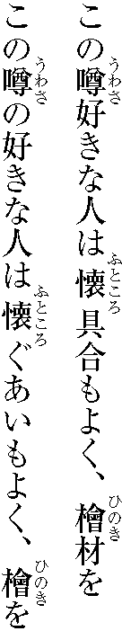Example-3 Distribution of Ruby Characters hanging over the Adjacent Characters