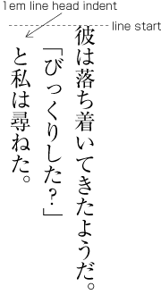 Layout example 2 of a line immediately following a written conversation