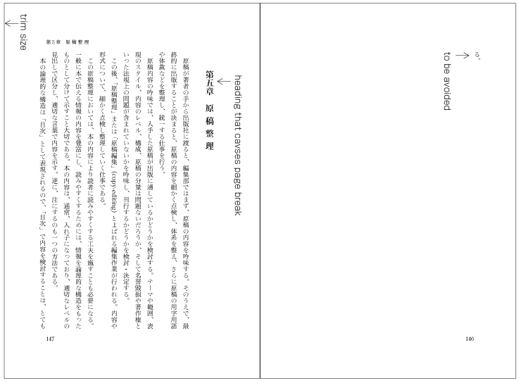 Example of just one character on a page just before a page break (to be avoided).