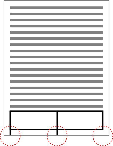 The table has borders around every cell except the bottom right hand cell, which lacks the bottom and right borders.