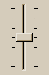 A vertical slider control whose primary colour is black and
    whose background colour is beige, with the slider having five tick marks,
    one long one at each extremity, and three short ones clustered around the
    midpoint.